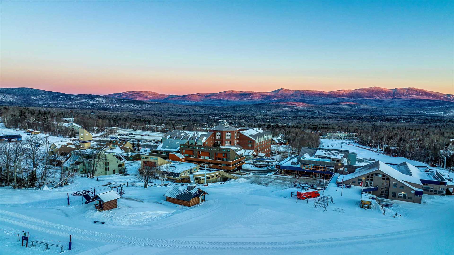 Sugarloaf Village at sunrise with the Bigelows in the background